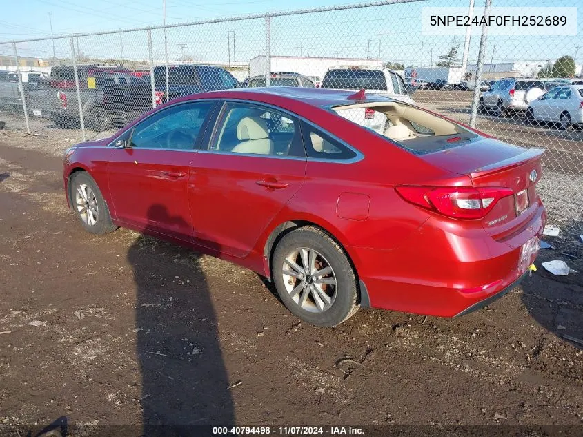 2015 Hyundai Sonata Se VIN: 5NPE24AF0FH252689 Lot: 40794498