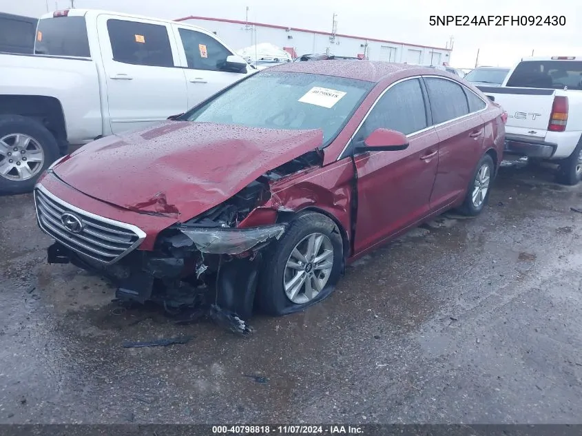 2015 Hyundai Sonata Se VIN: 5NPE24AF2FH092430 Lot: 40798818