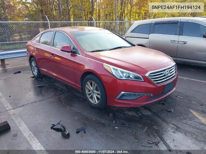 2015 Hyundai Sonata Se VIN: 5NPE24AF1FH194124 Lot: 40803680