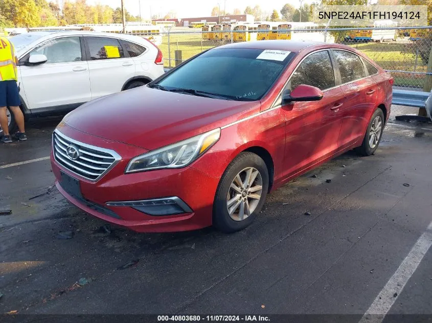 2015 Hyundai Sonata Se VIN: 5NPE24AF1FH194124 Lot: 40803680