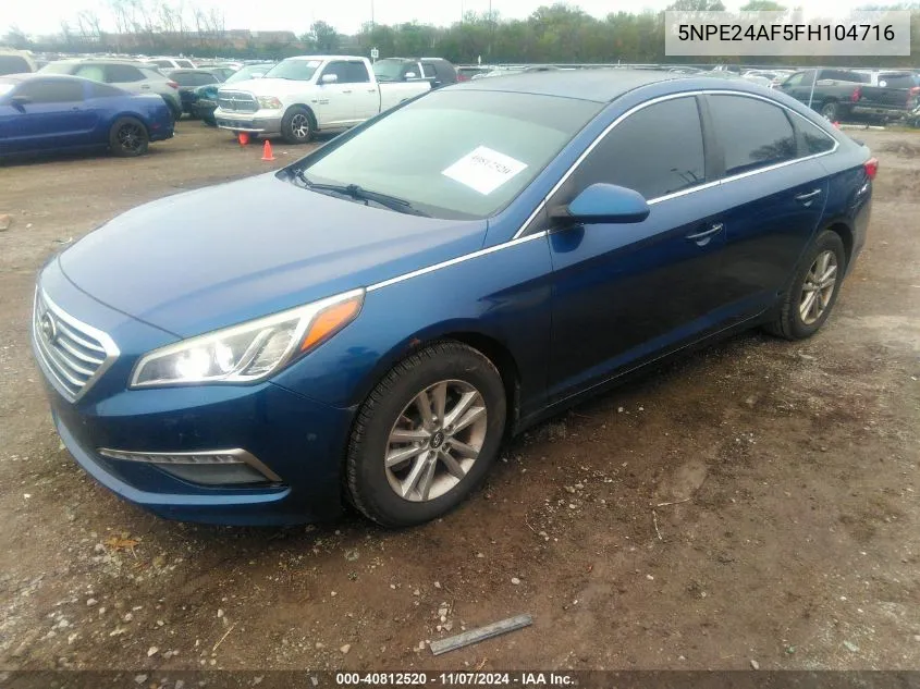 2015 Hyundai Sonata Se VIN: 5NPE24AF5FH104716 Lot: 40812520