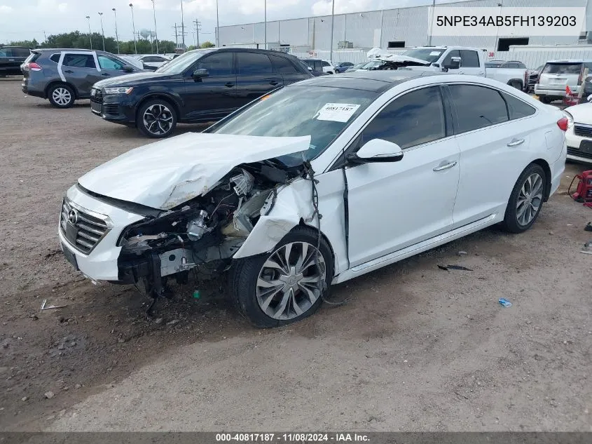 2015 Hyundai Sonata Limited 2.0T VIN: 5NPE34AB5FH139203 Lot: 40817187