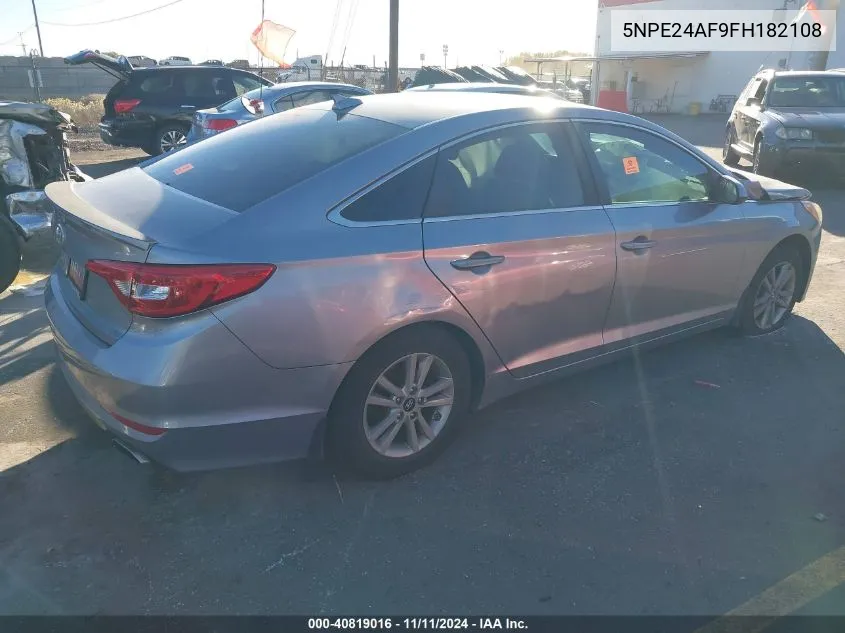 2015 Hyundai Sonata Se VIN: 5NPE24AF9FH182108 Lot: 40819016