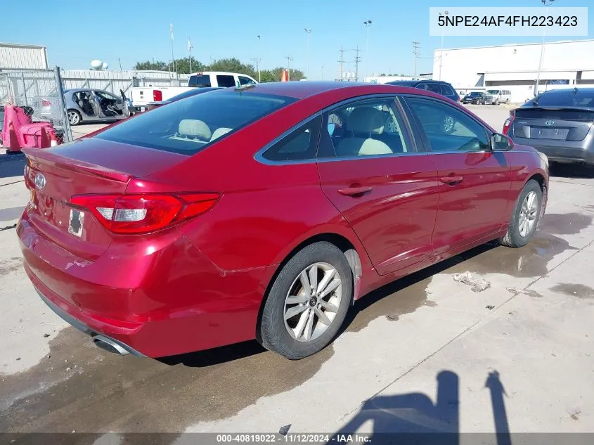 2015 Hyundai Sonata Se VIN: 5NPE24AF4FH223423 Lot: 40819022