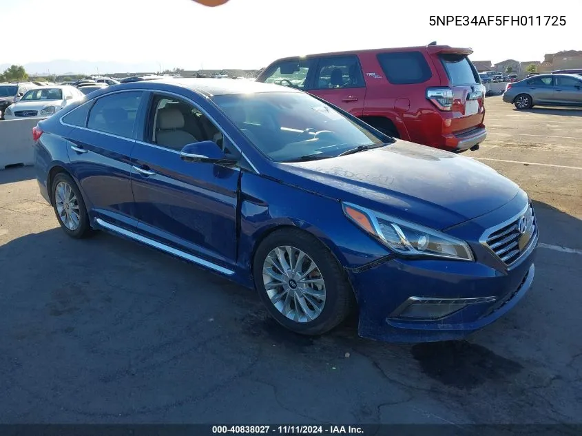 2015 Hyundai Sonata Limited VIN: 5NPE34AF5FH011725 Lot: 40838027