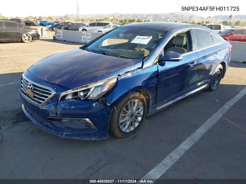 2015 Hyundai Sonata Limited VIN: 5NPE34AF5FH011725 Lot: 40838027