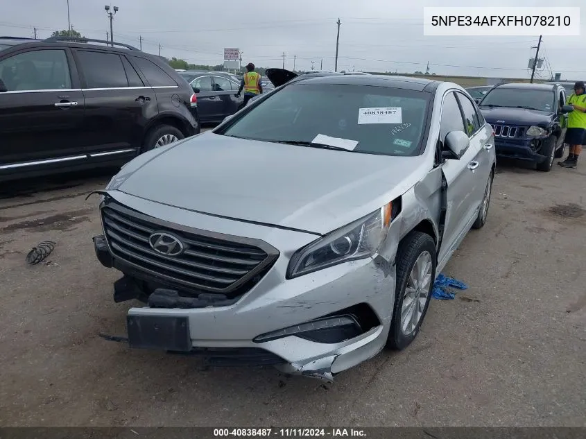 2015 Hyundai Sonata Limited VIN: 5NPE34AFXFH078210 Lot: 40838487