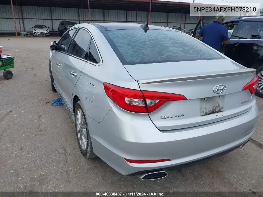 2015 Hyundai Sonata Limited VIN: 5NPE34AFXFH078210 Lot: 40838487