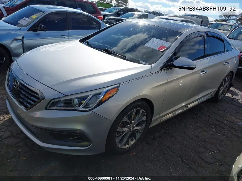 2015 Hyundai Sonata Limited 2.0T VIN: 5NPE34AB8FH109192 Lot: 40900981