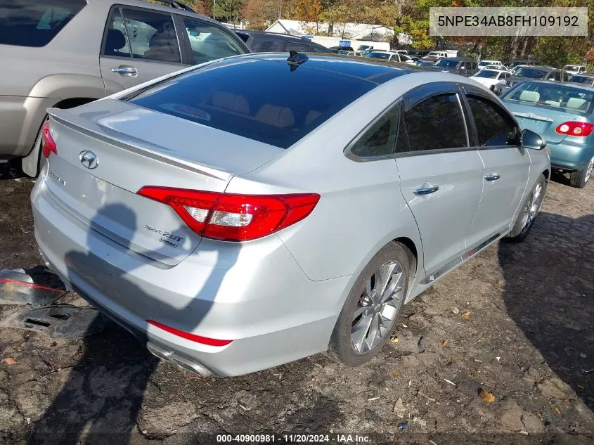 2015 Hyundai Sonata Limited 2.0T VIN: 5NPE34AB8FH109192 Lot: 40900981