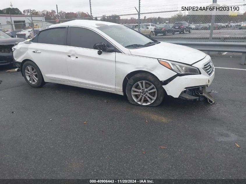 2015 Hyundai Sonata Se VIN: 5NPE24AF6FH203190 Lot: 40906443