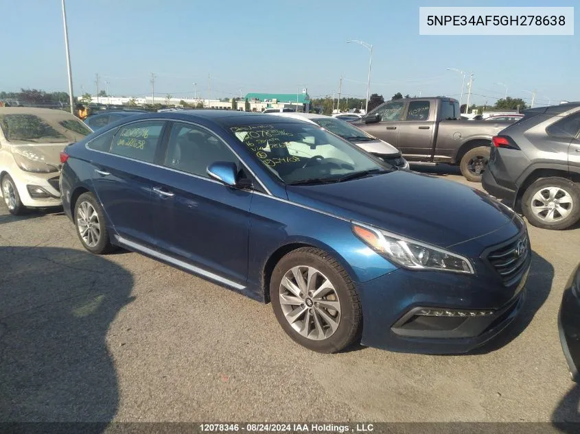 2016 Hyundai Sonata Sport/Limited VIN: 5NPE34AF5GH278638 Lot: 12078346