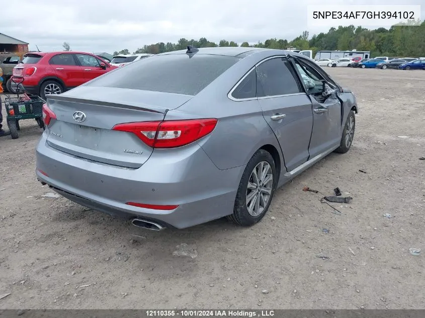 2016 Hyundai Sonata VIN: 5NPE34AF7GH394102 Lot: 12110355