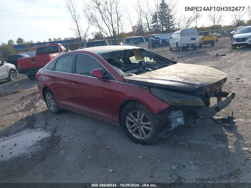 2016 Hyundai Sonata Se VIN: 5NPE24AF1GH352477 Lot: 38649834