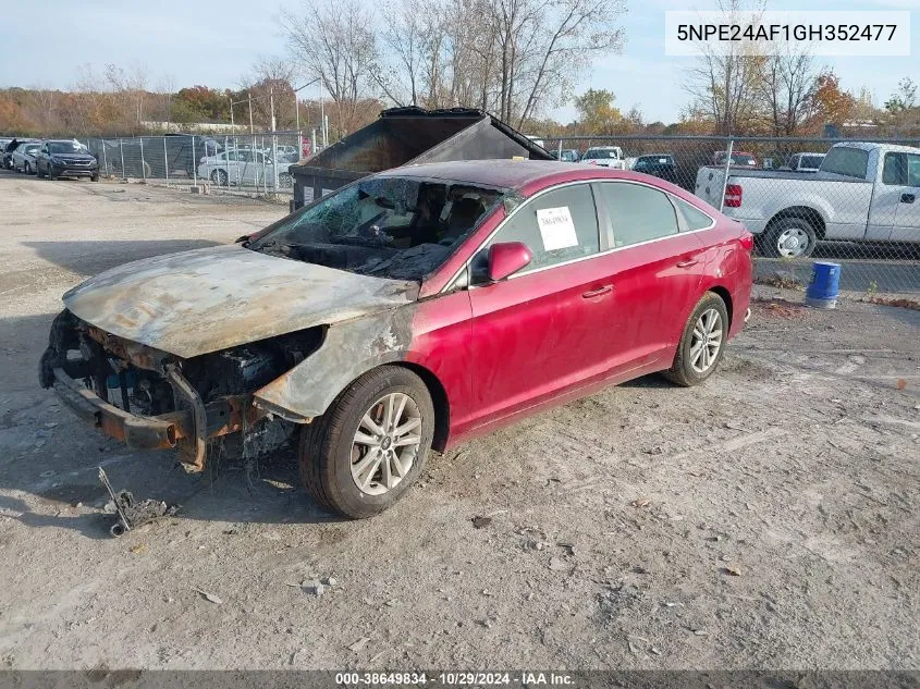 2016 Hyundai Sonata Se VIN: 5NPE24AF1GH352477 Lot: 38649834