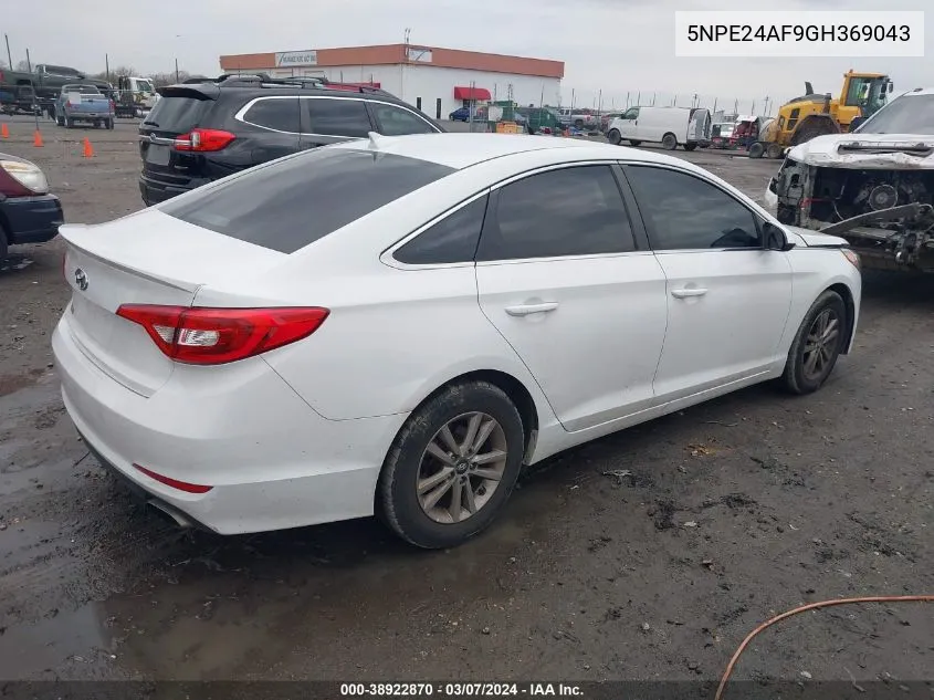 2016 Hyundai Sonata Se VIN: 5NPE24AF9GH369043 Lot: 38922870