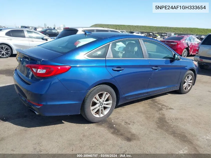 2016 Hyundai Sonata Se VIN: 5NPE24AF1GH333654 Lot: 38940707