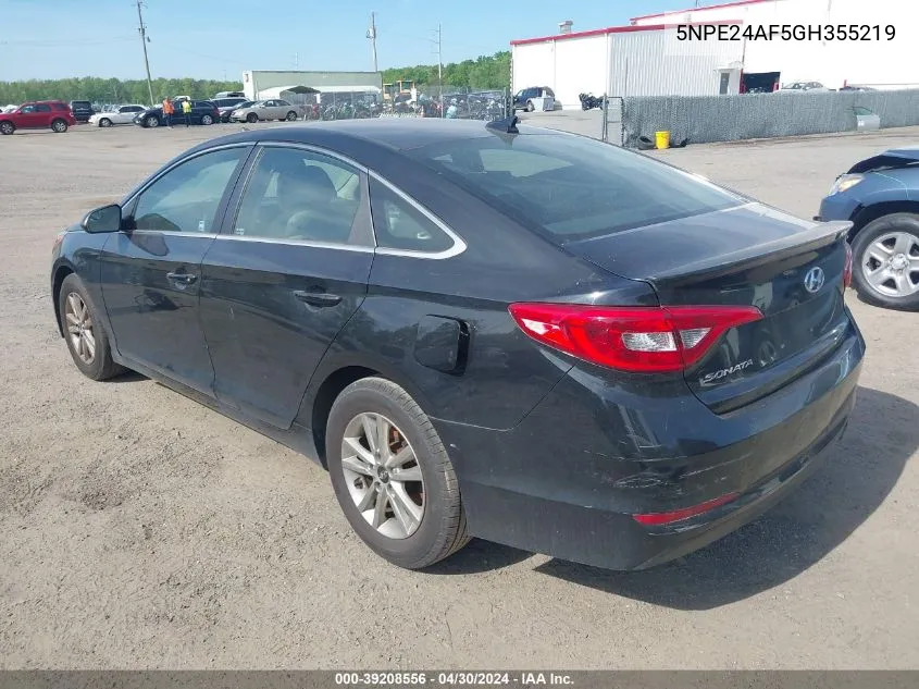 2016 Hyundai Sonata Se VIN: 5NPE24AF5GH355219 Lot: 39208556