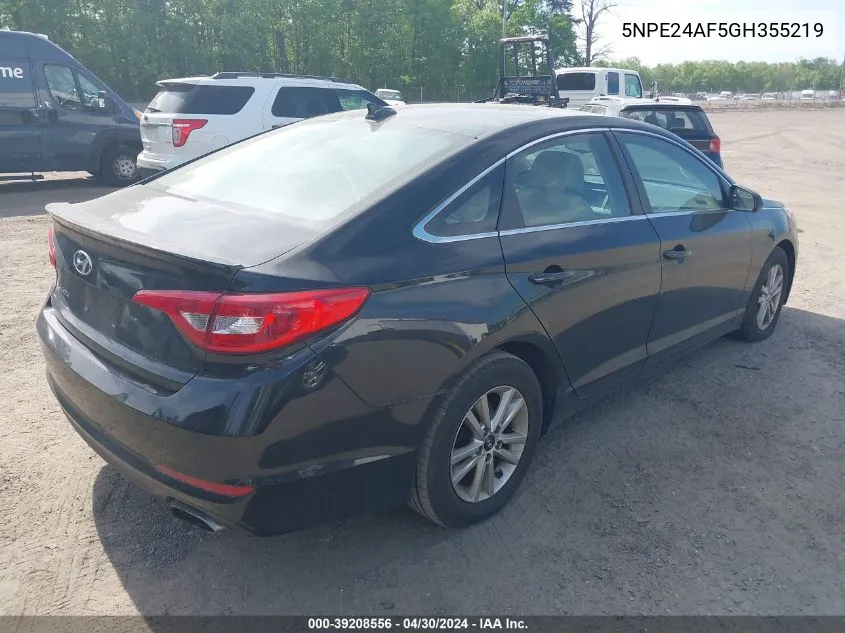 2016 Hyundai Sonata Se VIN: 5NPE24AF5GH355219 Lot: 39208556