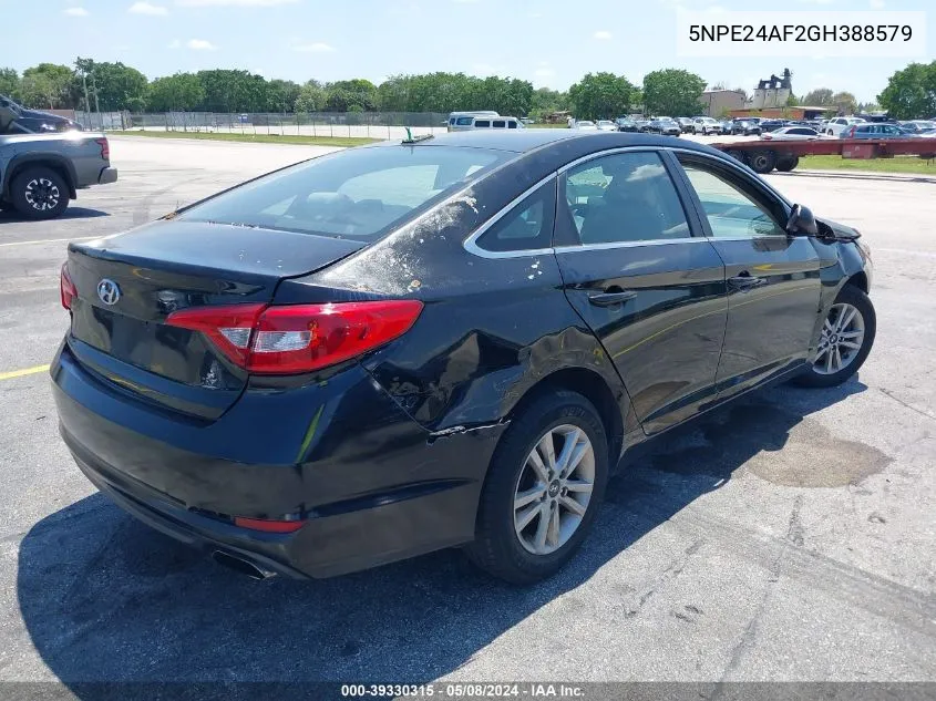 2016 Hyundai Sonata Se VIN: 5NPE24AF2GH388579 Lot: 39330315