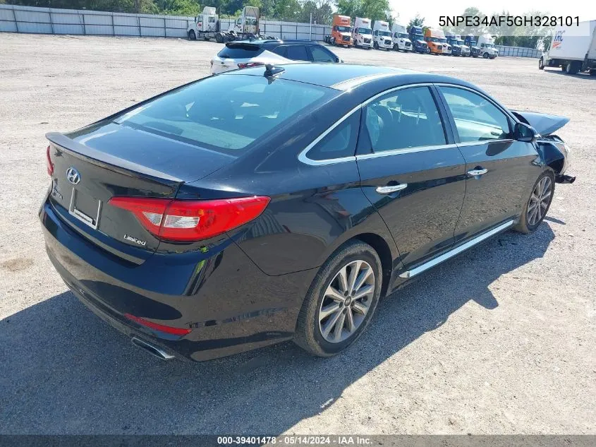 2016 Hyundai Sonata Limited VIN: 5NPE34AF5GH328101 Lot: 39401478