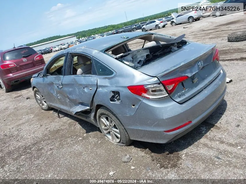 2016 Hyundai Sonata Se VIN: 5NPE24AF7GH345226 Lot: 39474976