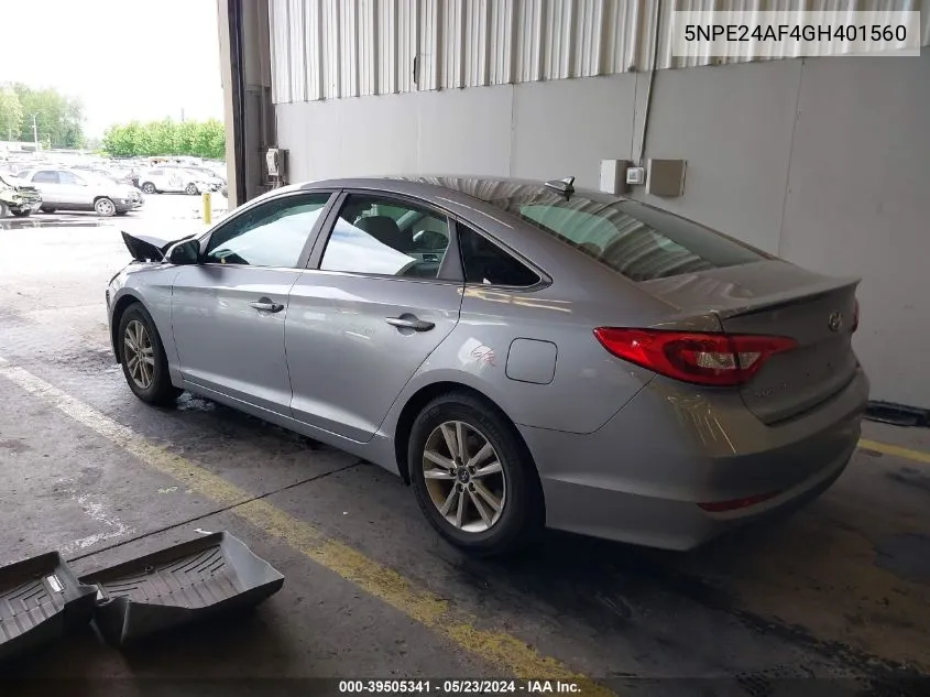 2016 Hyundai Sonata VIN: 5NPE24AF4GH401560 Lot: 39505341