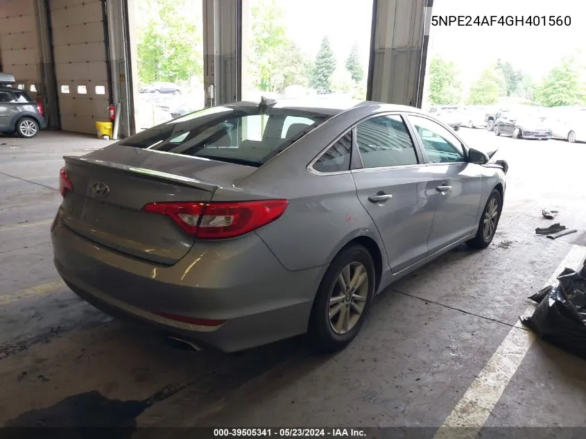 2016 Hyundai Sonata VIN: 5NPE24AF4GH401560 Lot: 39505341