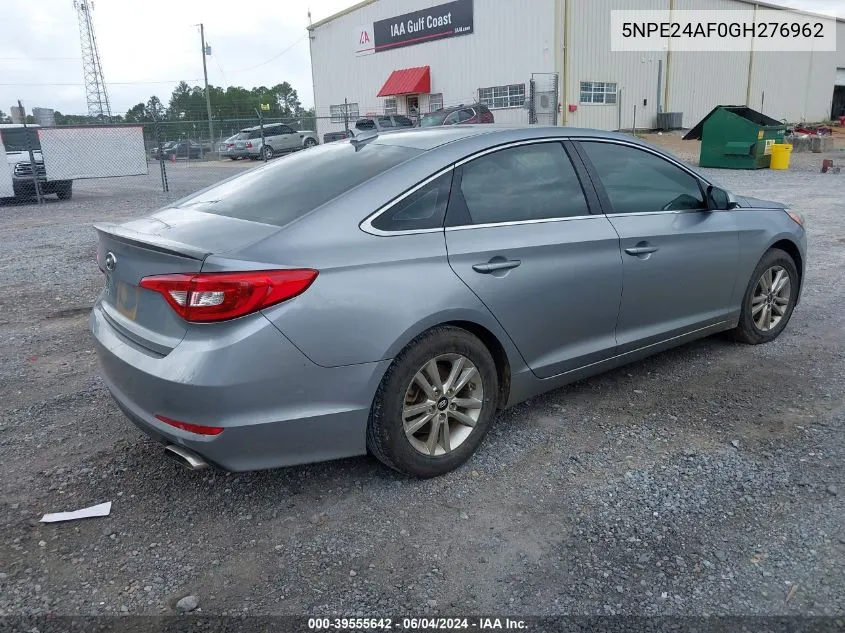 2016 Hyundai Sonata Se VIN: 5NPE24AF0GH276962 Lot: 39555642