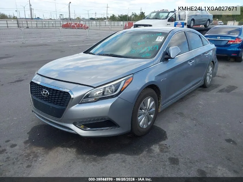 2016 Hyundai Sonata Hybrid Se VIN: KMHE24L1XGA027671 Lot: 39744770