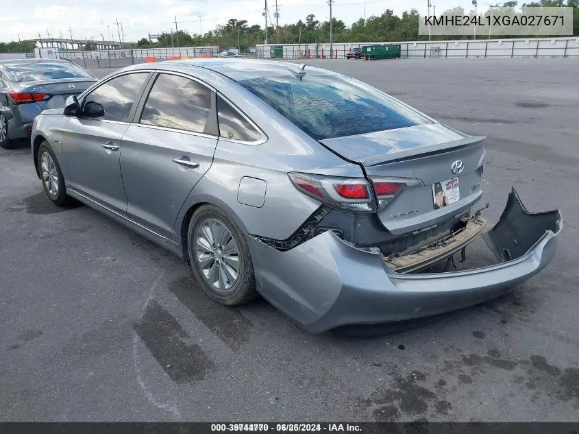 2016 Hyundai Sonata Hybrid Se VIN: KMHE24L1XGA027671 Lot: 39744770