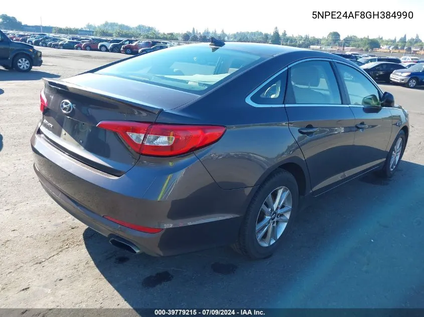 2016 Hyundai Sonata Se VIN: 5NPE24AF8GH384990 Lot: 39779215