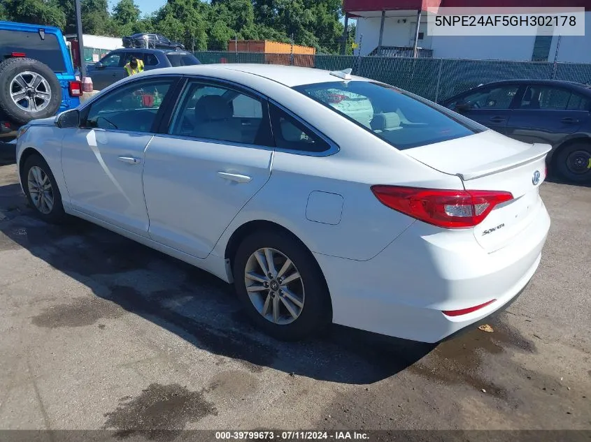 2016 Hyundai Sonata Se VIN: 5NPE24AF5GH302178 Lot: 39799673