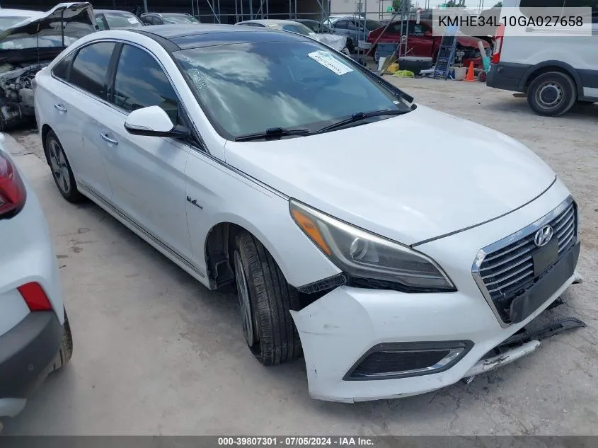 2016 Hyundai Sonata Hybrid Limited VIN: KMHE34L10GA027658 Lot: 39807301