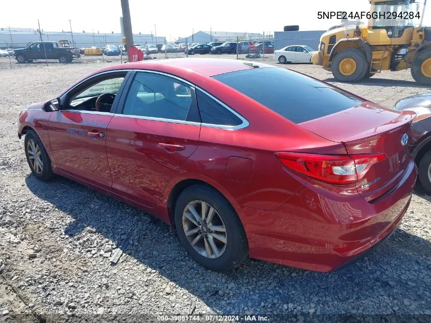 2016 Hyundai Sonata Se VIN: 5NPE24AF6GH294284 Lot: 39851744