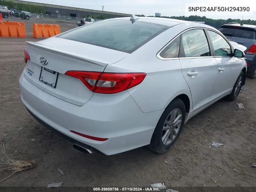 2016 Hyundai Sonata Se VIN: 5NPE24AF5GH294390 Lot: 39859756