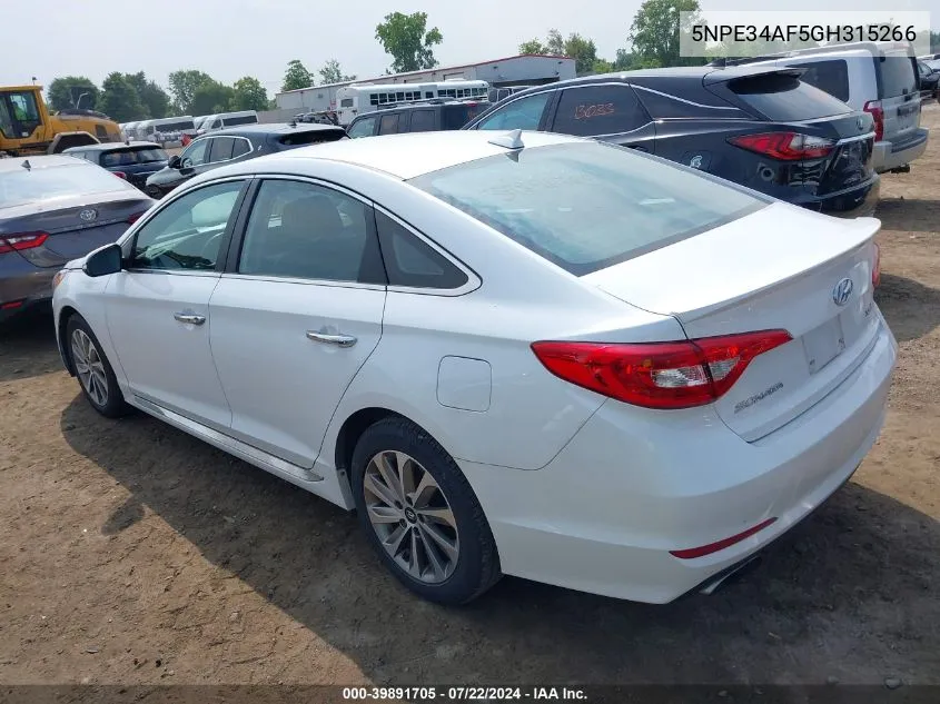 2016 Hyundai Sonata Sport VIN: 5NPE34AF5GH315266 Lot: 39891705