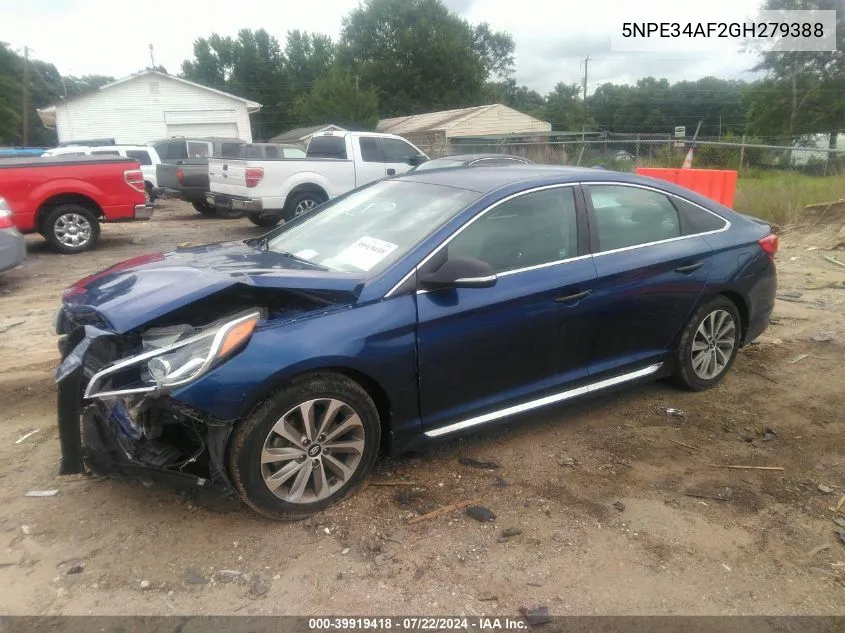 2016 Hyundai Sonata Sport VIN: 5NPE34AF2GH279388 Lot: 39919418