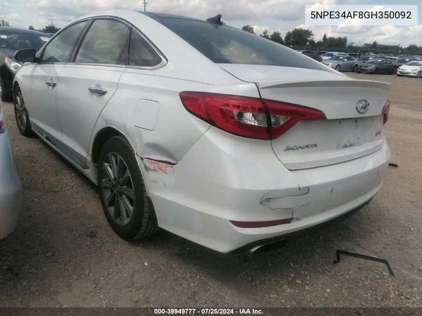 2016 Hyundai Sonata Limited VIN: 5NPE34AF8GH350092 Lot: 39949777