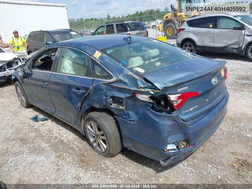 2016 Hyundai Sonata Se VIN: 5NPE24AF4GH405592 Lot: 39952589