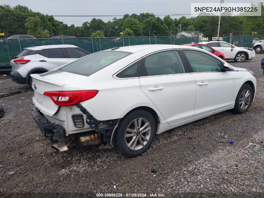 2016 Hyundai Sonata Se VIN: 5NPE24AF9GH385226 Lot: 39956228