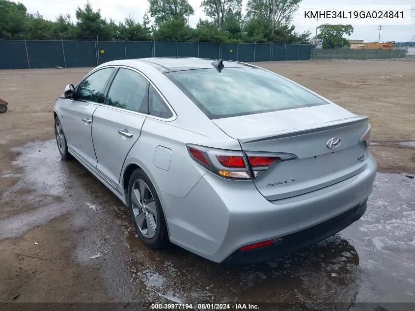 2016 Hyundai Sonata Hybrid Limited VIN: KMHE34L19GA024841 Lot: 39977194