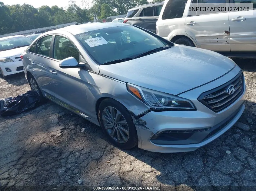 2016 Hyundai Sonata Sport VIN: 5NPE34AF9GH274348 Lot: 39986264