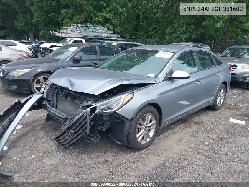 2016 Hyundai Sonata Se VIN: 5NPE24AF2GH381602 Lot: 39990822