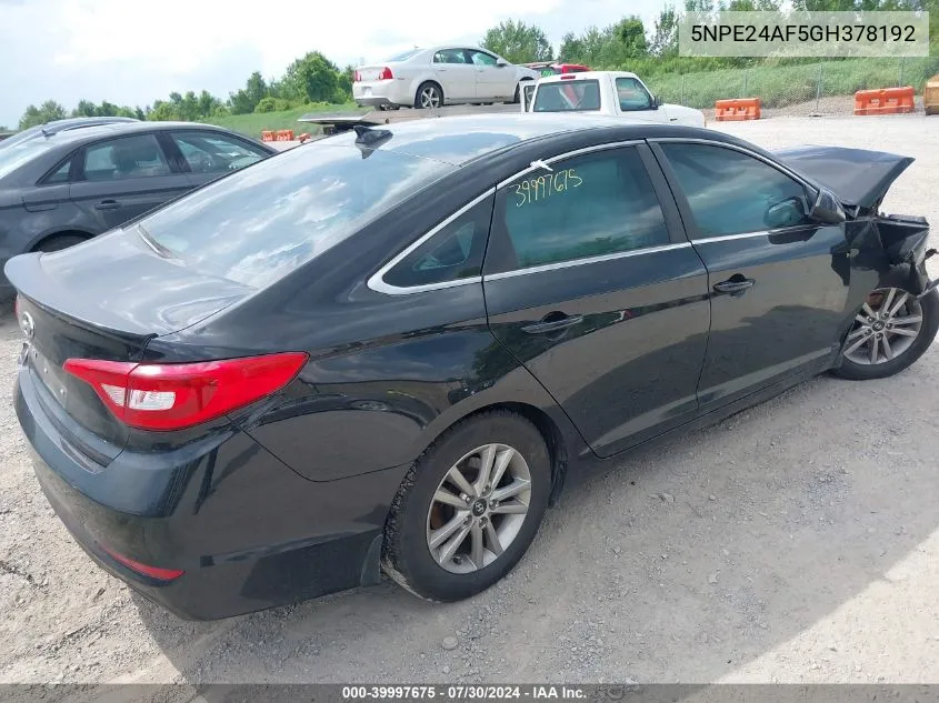 5NPE24AF5GH378192 2016 Hyundai Sonata Se