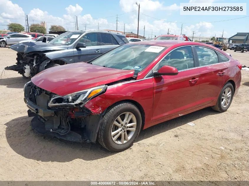 2016 Hyundai Sonata Se VIN: 5NPE24AF3GH273585 Lot: 40006672