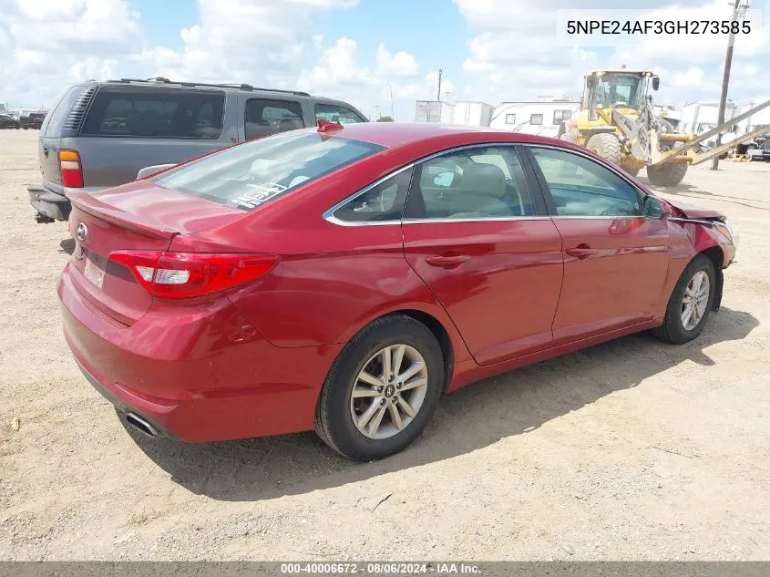 5NPE24AF3GH273585 2016 Hyundai Sonata Se