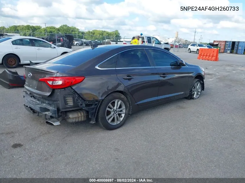 2016 Hyundai Sonata Se VIN: 5NPE24AF4GH260733 Lot: 40008697