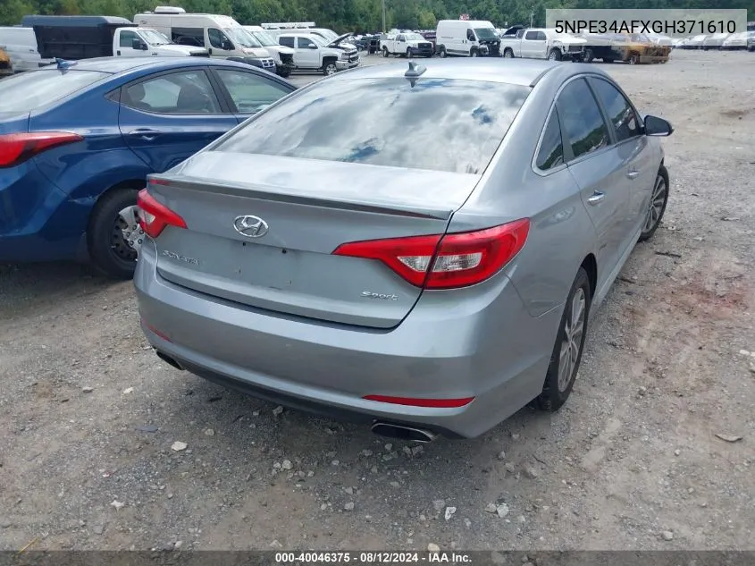 2016 Hyundai Sonata Sport VIN: 5NPE34AFXGH371610 Lot: 40046375