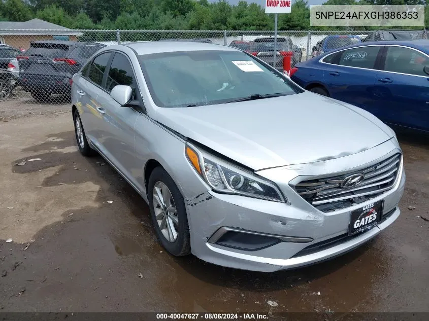 2016 Hyundai Sonata Se VIN: 5NPE24AFXGH386353 Lot: 40047627